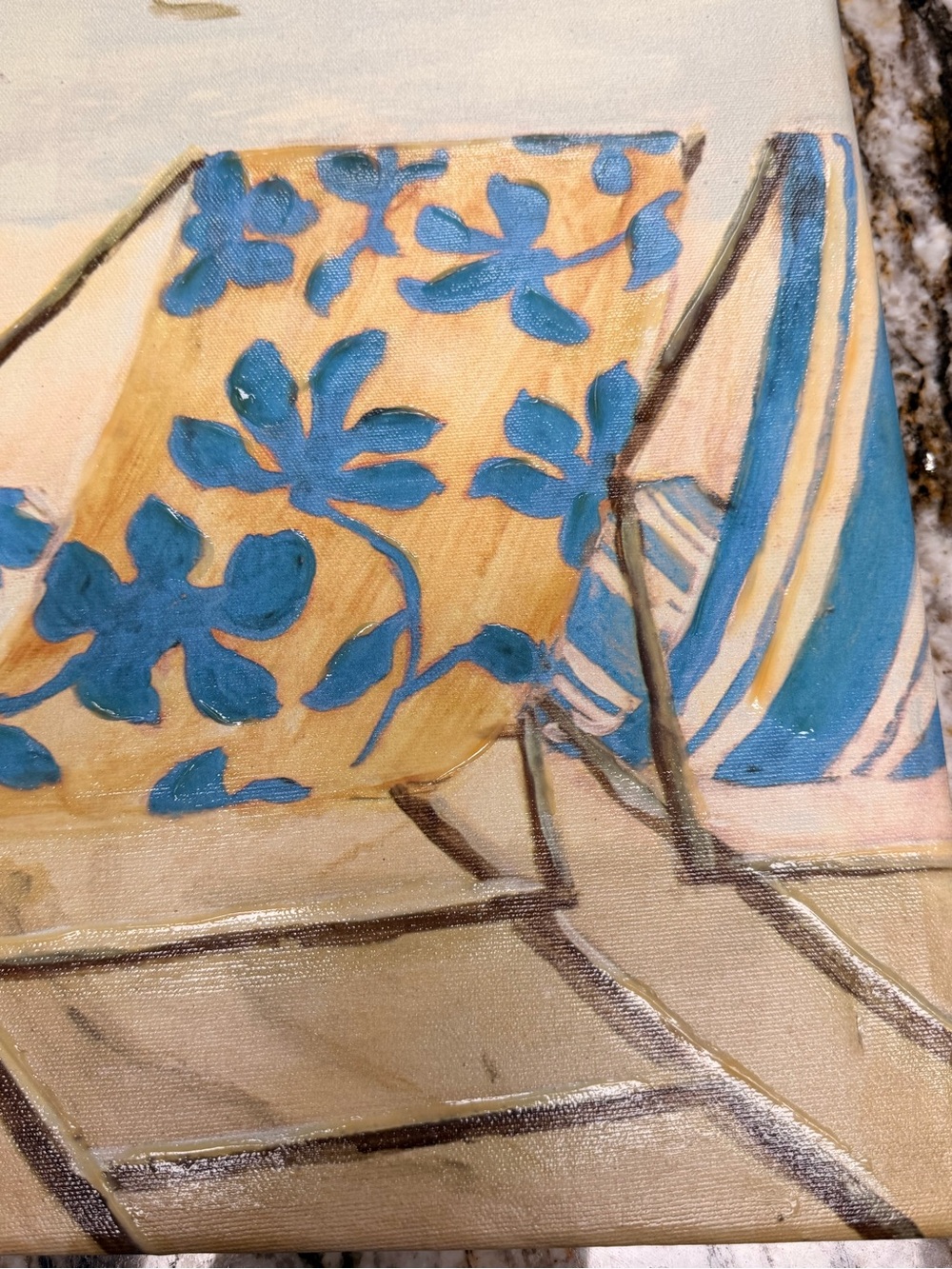 Blue and Cream Beach Chair Canvas Wall Art - Picture 5 of 11